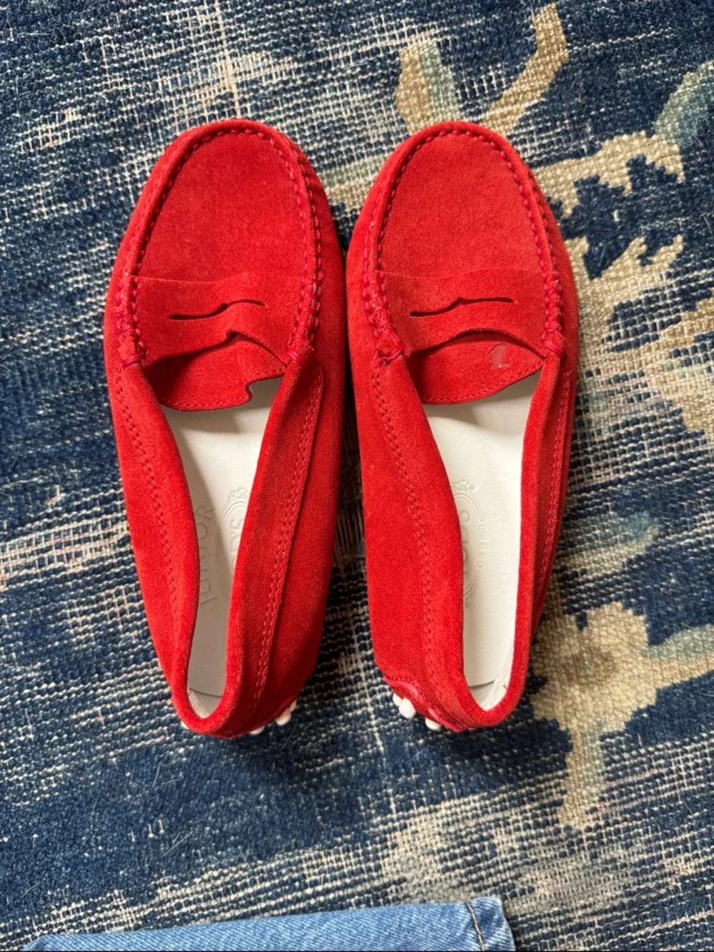 Tod's Kids Red Suede Moccasin Loafers